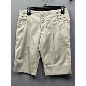 Fq&L Tan Chino Shorts Women's Size‎ 26 Bermuda Button accents Neutral